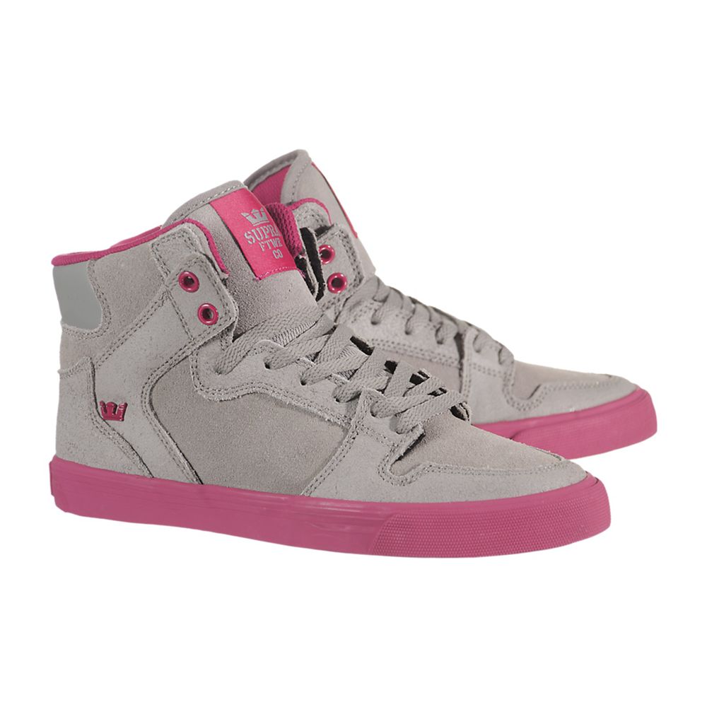 Baskets Montantes Supra Vaider Grise Rose Grey/Magenta Femme | QVN-86188839